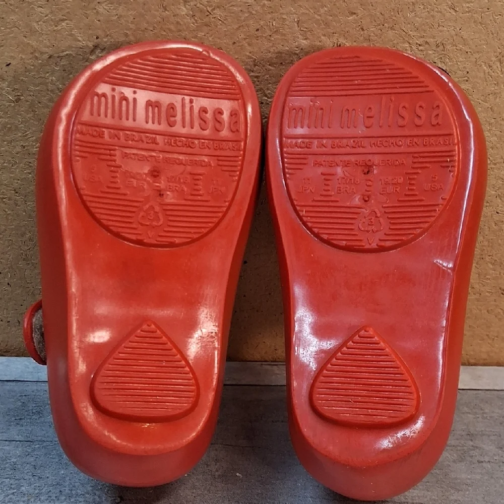 Mini Melissa Mickey and Minnie Mouse Red Jelly Mary Jane Shoes Size 5